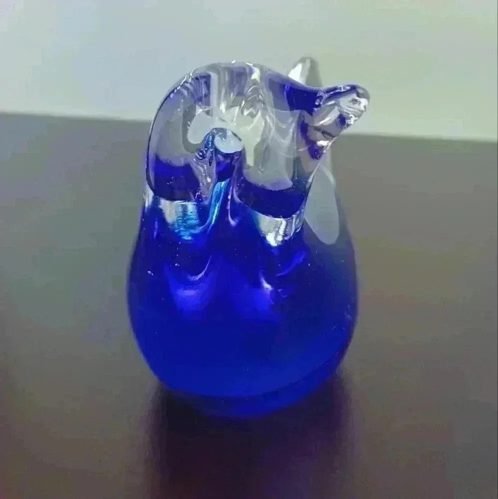 Vintage Ganz Cobalt  Blue Hand Blown Glass Bird Decoration Paperweight - Picture 2 of 9